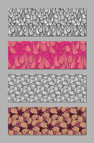 矢量抽象花卉元素无缝填充布料印花图案
