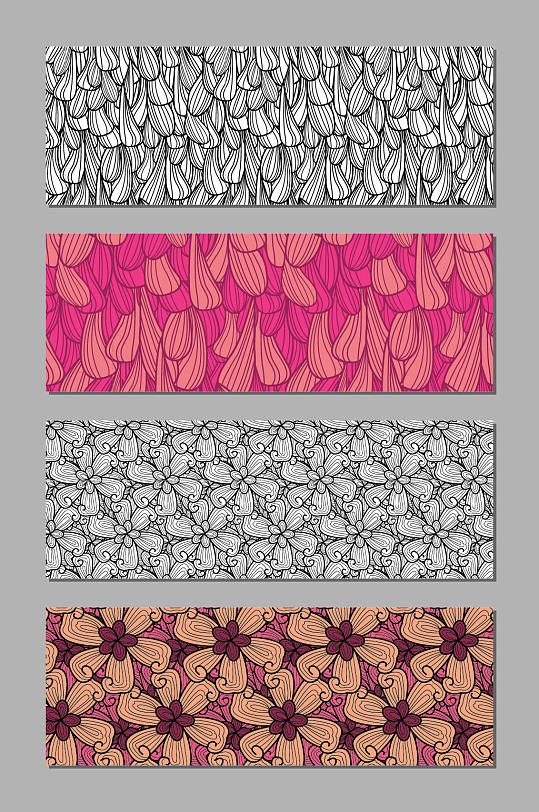 矢量抽象花卉元素无缝填充布料印花图案