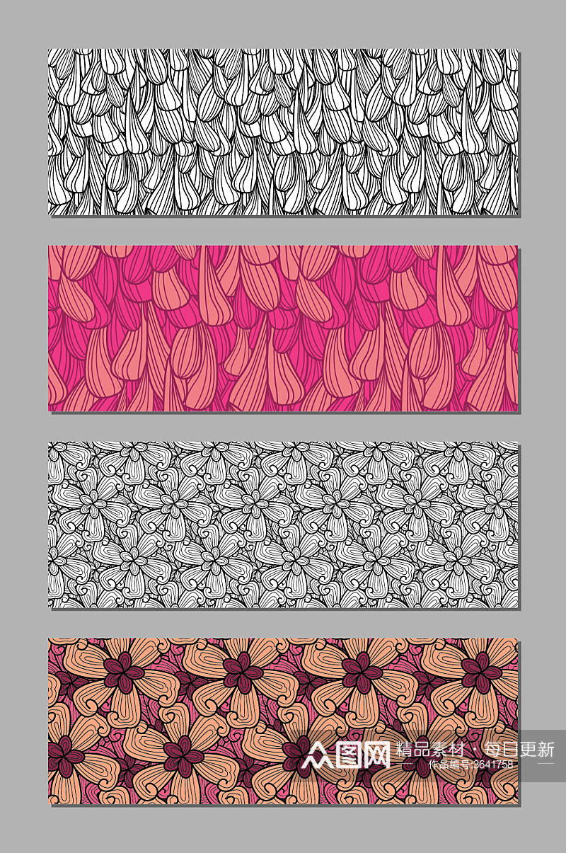 矢量抽象花卉元素无缝填充布料印花图案素材