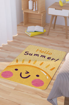 矢量手绘卡通可爱太阳脚垫地毯图案