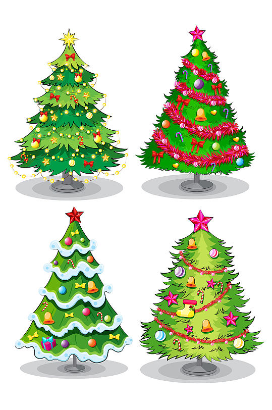 圣诞节矢量手绘华丽圣诞树海报装饰