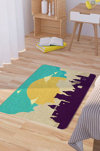 西班牙里斯本城市剪影矢量地毯图案