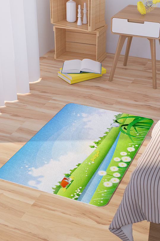 美丽的郊外风光插画矢量地毯图案-众图网