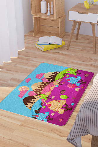 卡通糖果世界设计插画矢量地毯地垫