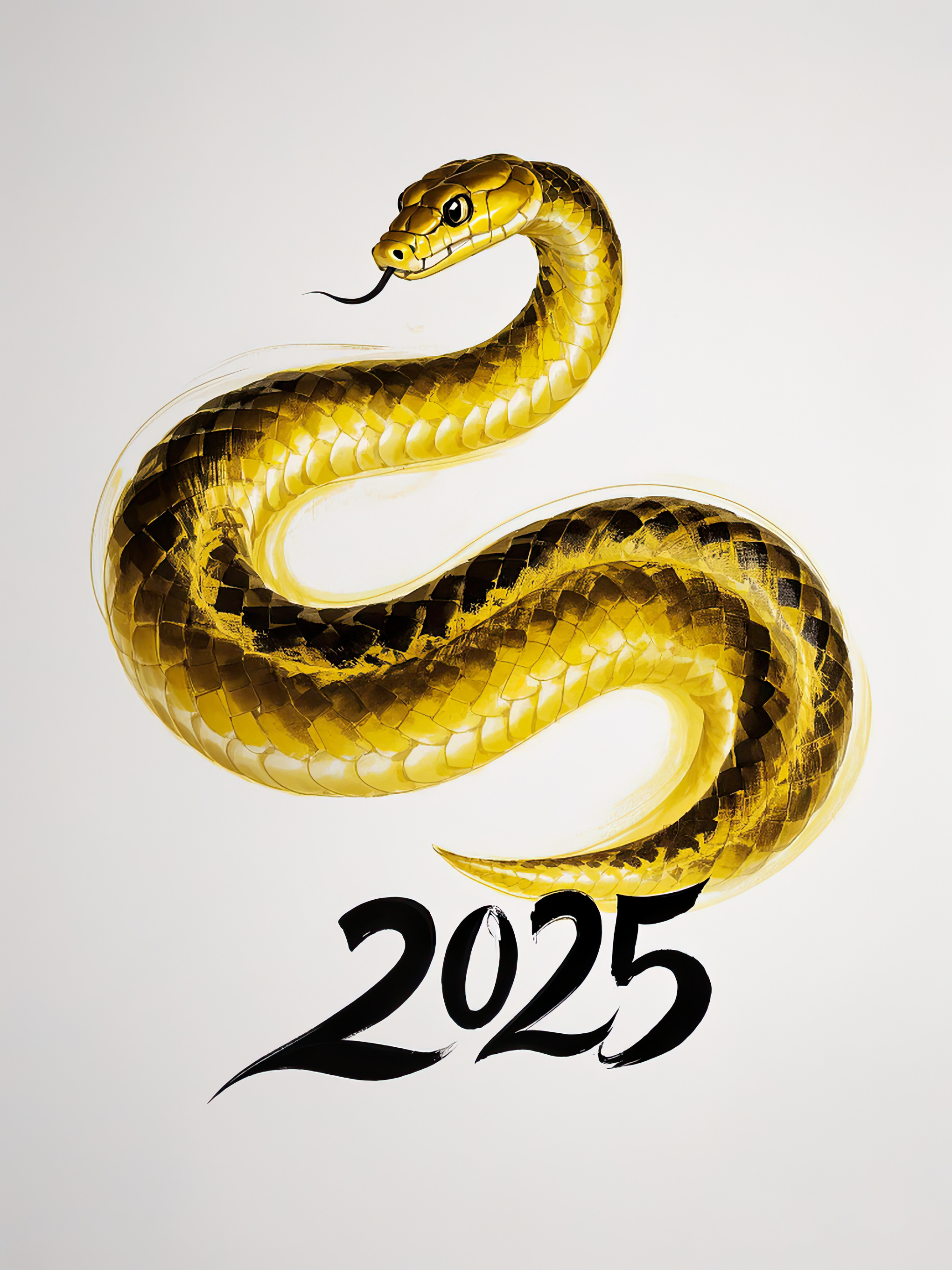 AI数字艺术蛇年2025年水墨海报素材