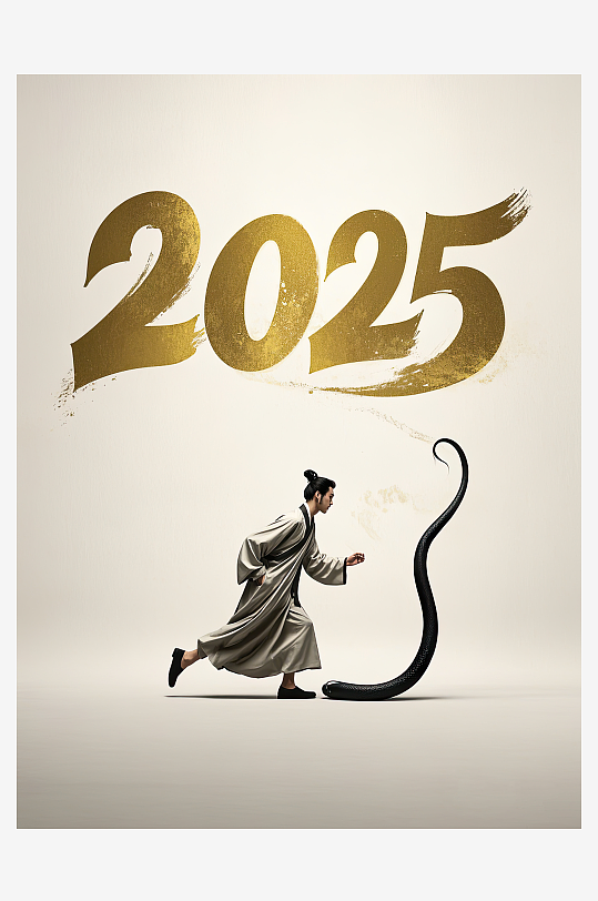 AI数字艺术2025蛇年水墨海报