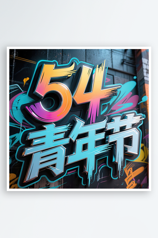 AI數(shù)字藝術(shù)54青年節(jié)藝術(shù)字設(shè)計素材