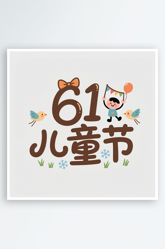 AI数字艺术61儿童节手绘卡通艺术字