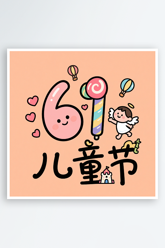 AI数字艺术61儿童节手绘卡通艺术字