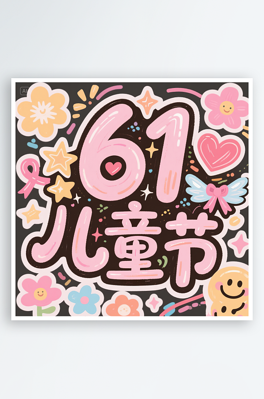 AI数字艺术61儿童节手绘卡通艺术字