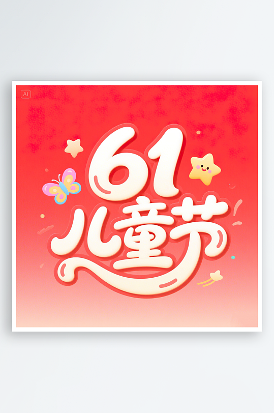 AI数字艺术61儿童节手绘卡通艺术字