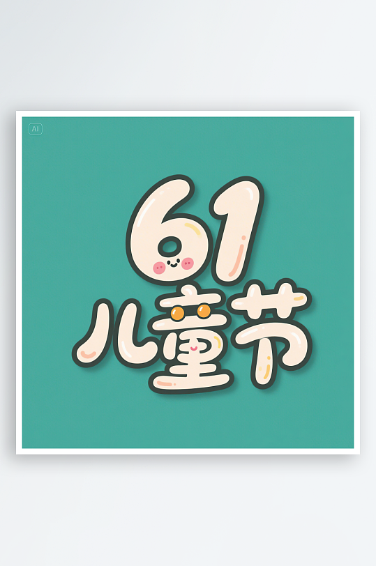 AI数字艺术61儿童节手绘卡通艺术字