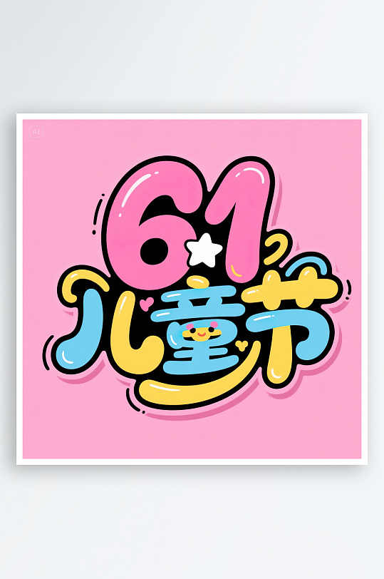 AI数字艺术61儿童节手绘卡通艺术字