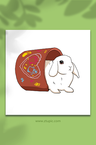 卡通可爱小白兔兔子动物插画