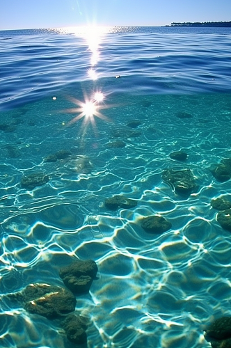 碧绿海水水面大海天空摄影背景数字艺术图片