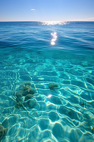 碧绿海水水面大海天空摄影背景数字艺术图片