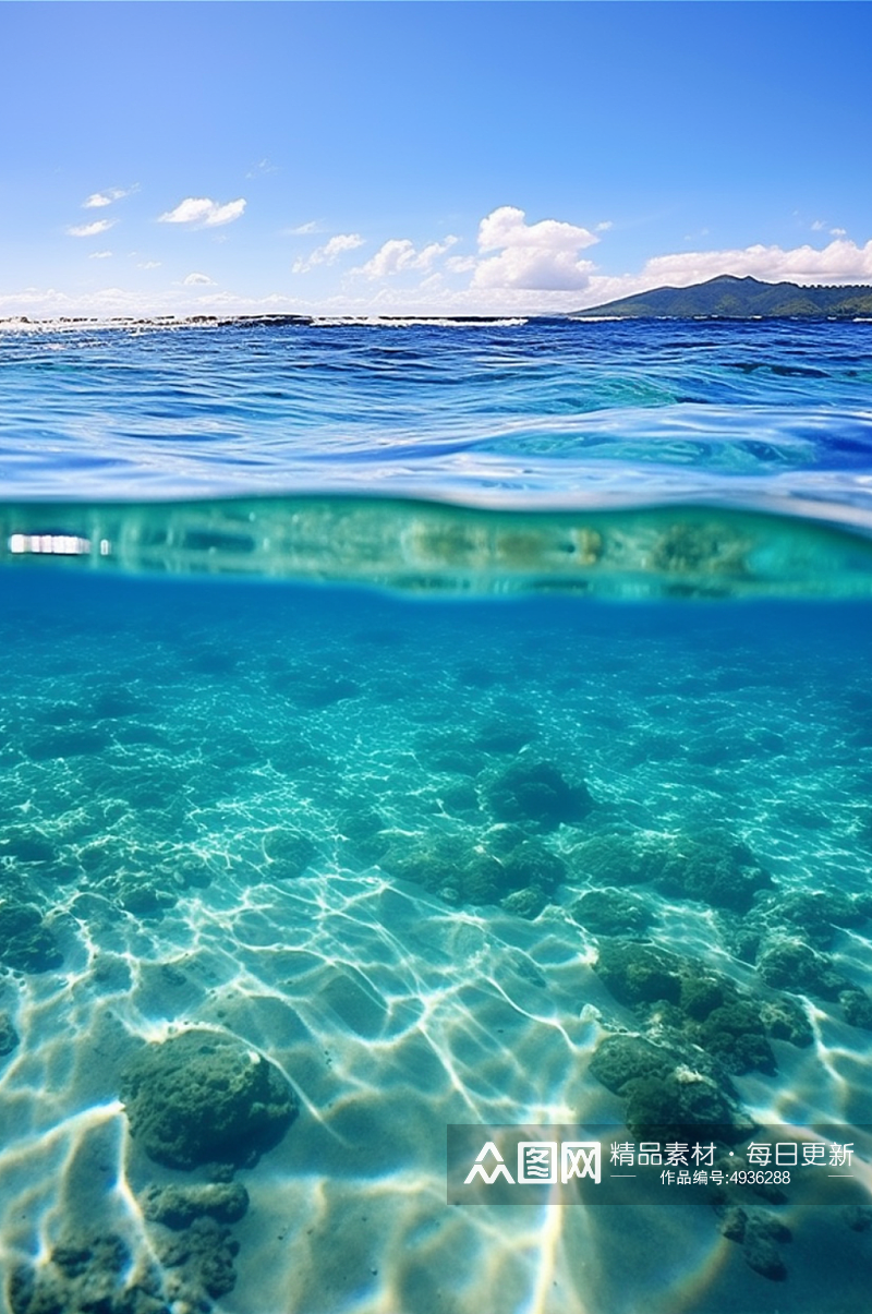 碧绿海水水面大海天空摄影背景数字艺术图片素材