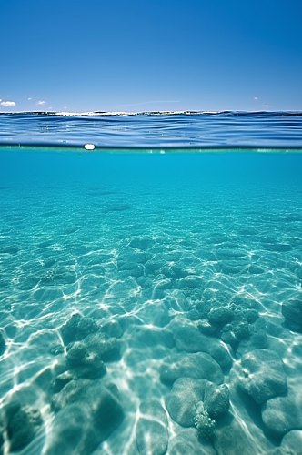 碧绿海水水面大海天空摄影背景数字艺术图片