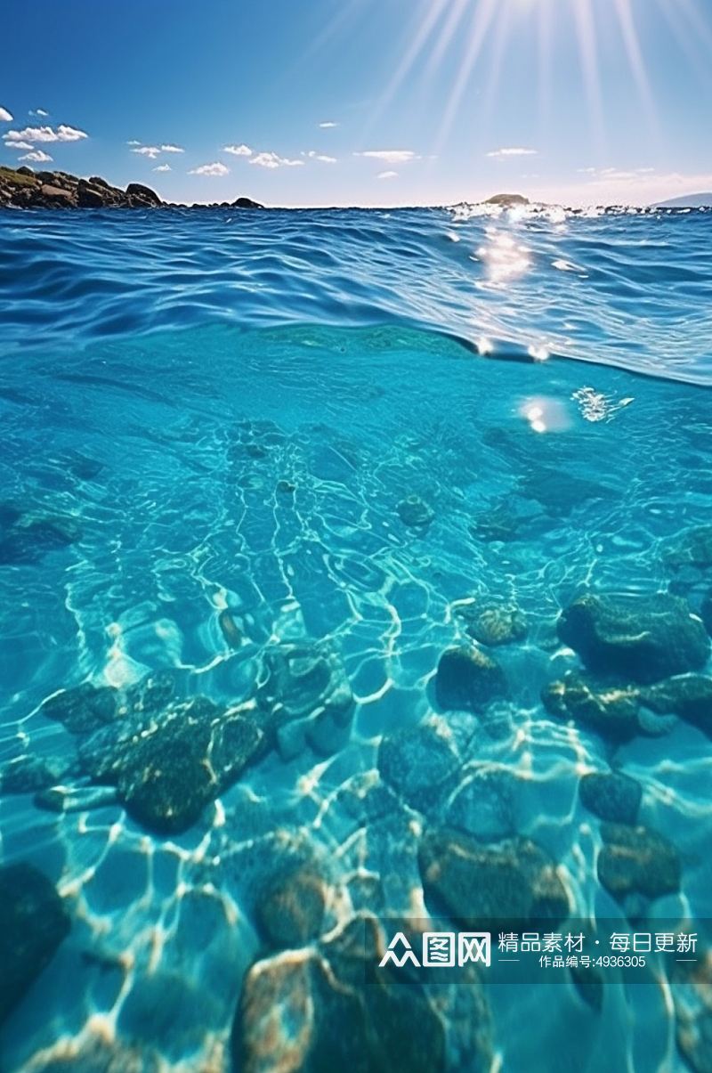 碧绿海水水面大海天空摄影背景数字艺术图片素材