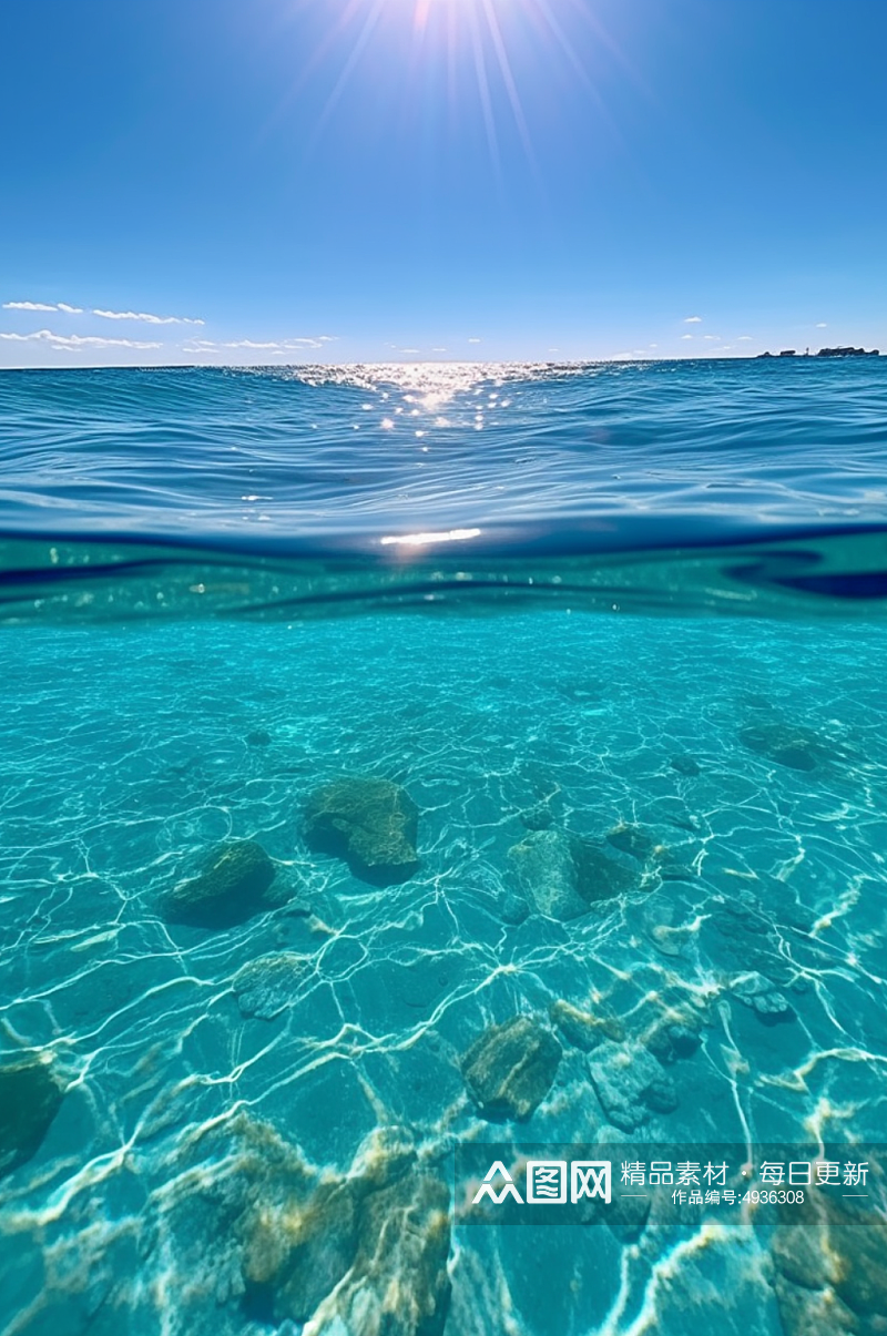 碧绿海水水面大海天空摄影背景数字艺术图片素材