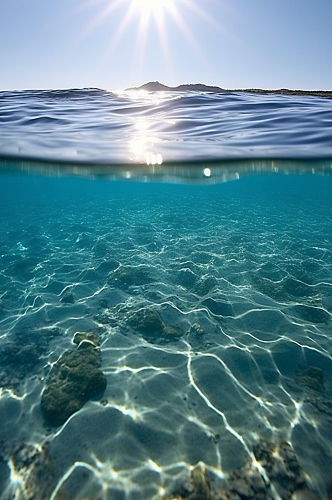 碧绿海水水面大海天空摄影背景数字艺术图片