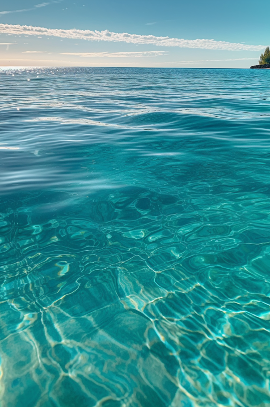 碧绿海水水面大海天空摄影背景数字艺术图片