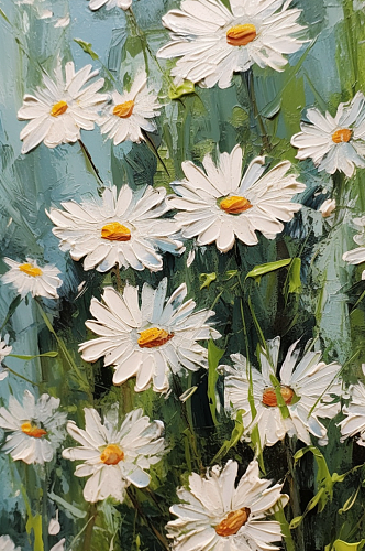白色清新花朵治愈油画