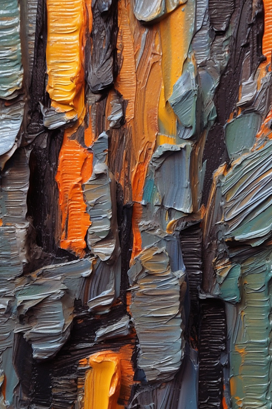 彩色岩石岩层结构错落有致油画