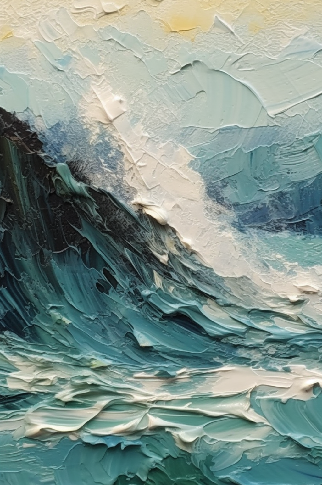大海恶劣气候海浪滔天白色海浪油画素材