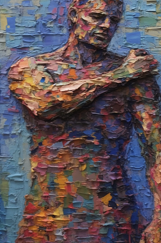 人体雕塑外形轮廓油画