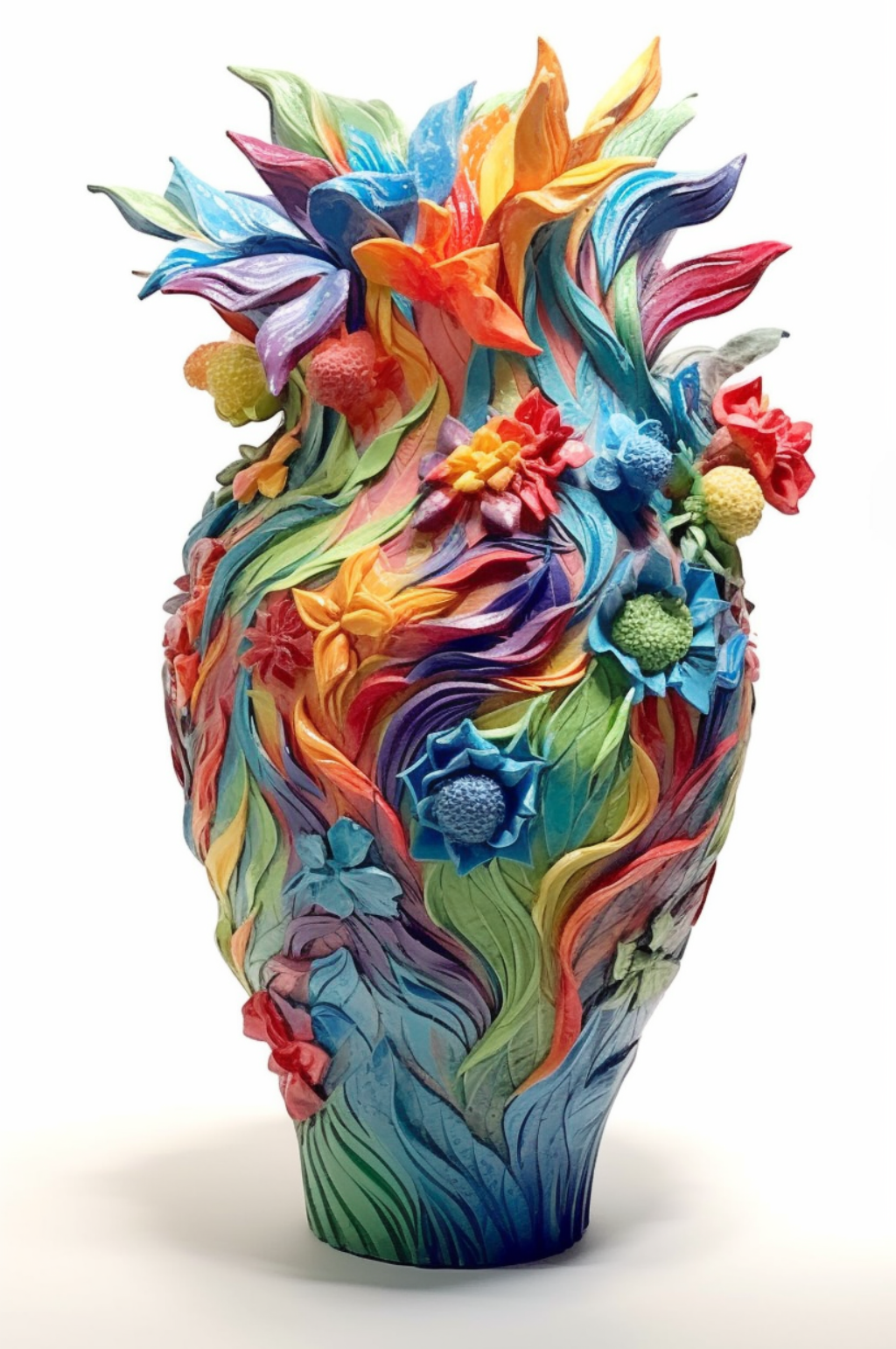 陶瓷花瓶插花鲜艳花朵装饰油画素材