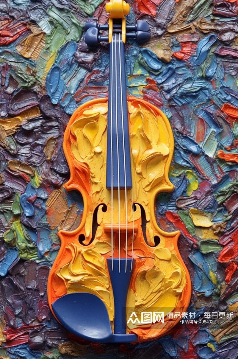 木质小提琴静置油画素材