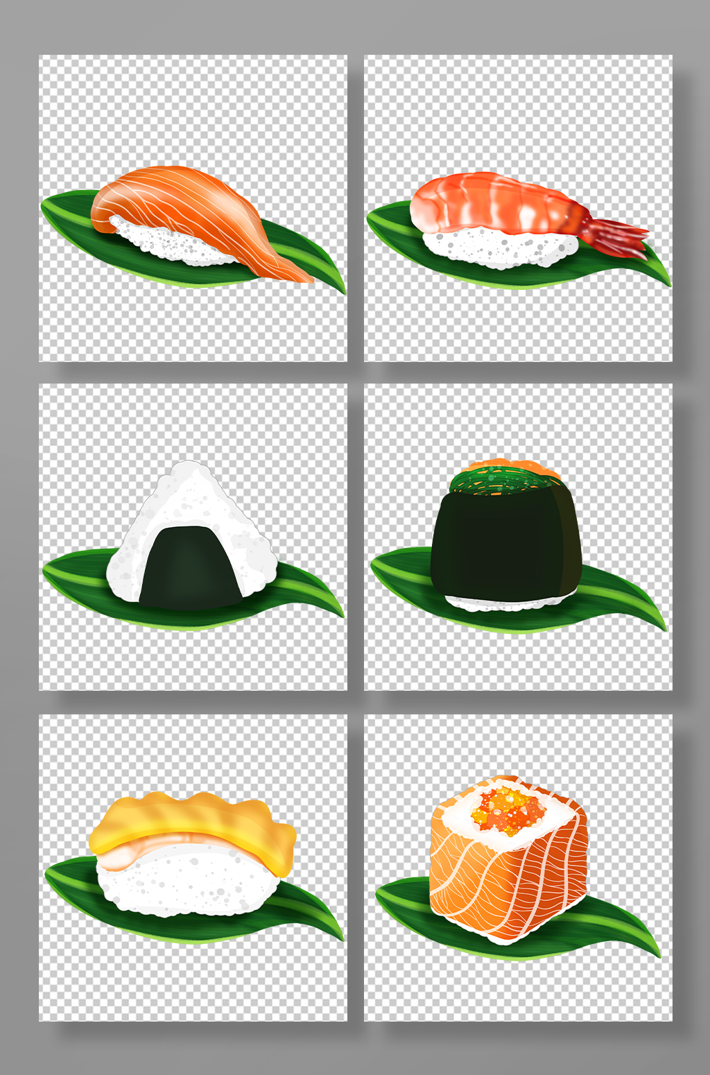 手绘美味寿司日料美食元素插画素材
