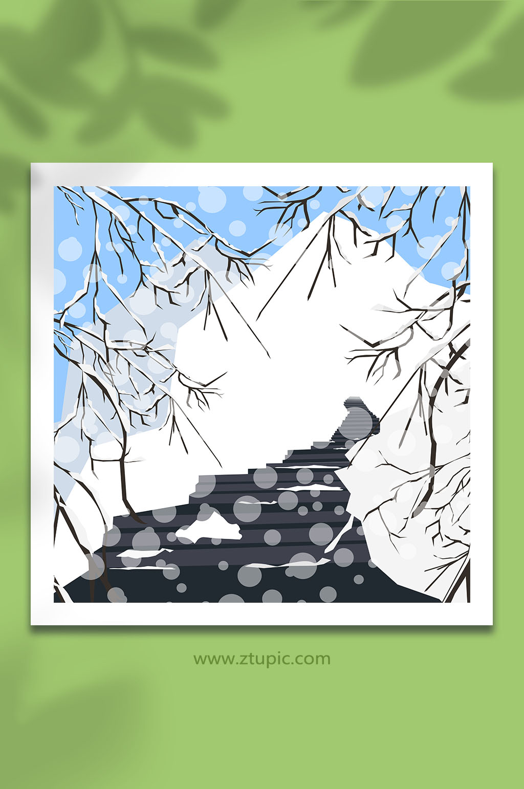 唯美冬季雪景AI矢量插画素材