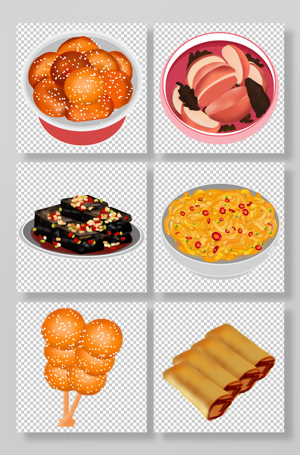 卡通美味长沙特色美食元素插画素材