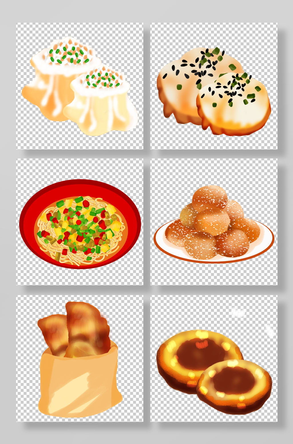美味的武汉特色美食元素插画素材