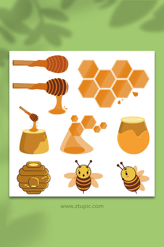 手绘矢量蜂蜜包装插画元素-众图网