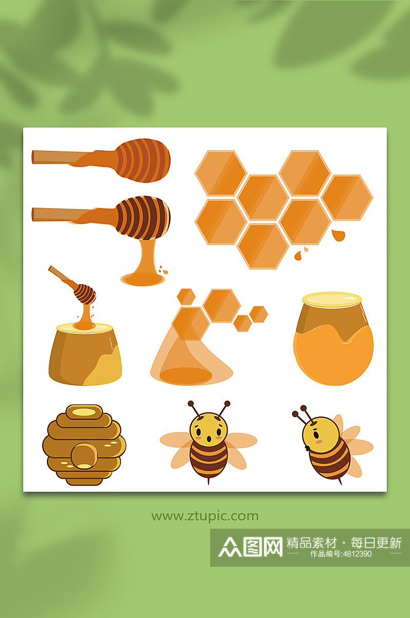 手绘矢量蜂蜜包装插画元素素材