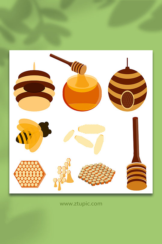 蜂巢蜂蜜矢量蜂蜜包装插画元素