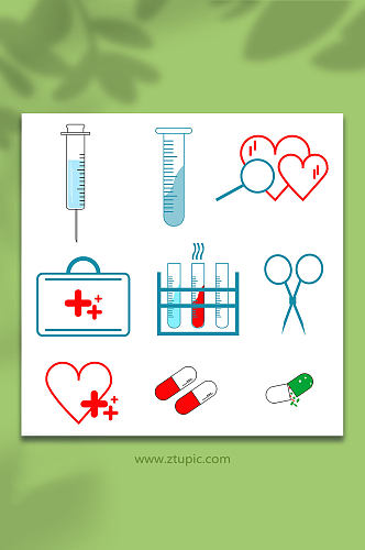 矢量急救箱医疗设备图标元素