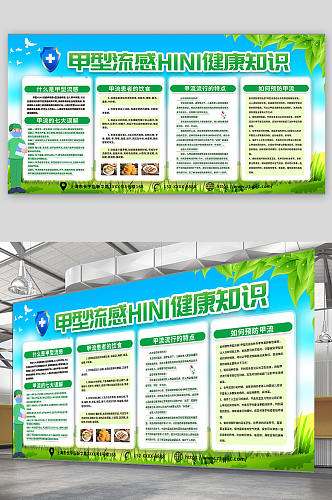 春季甲型H1N1流感防治知识医疗展板海报