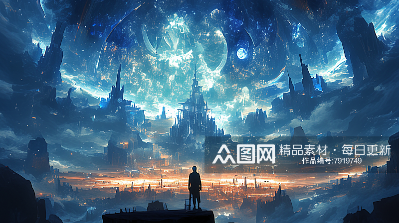 梦幻星空大陆场景素材