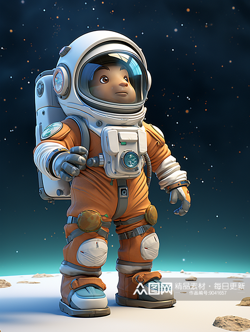 3D卡通立体宇航员背景素材