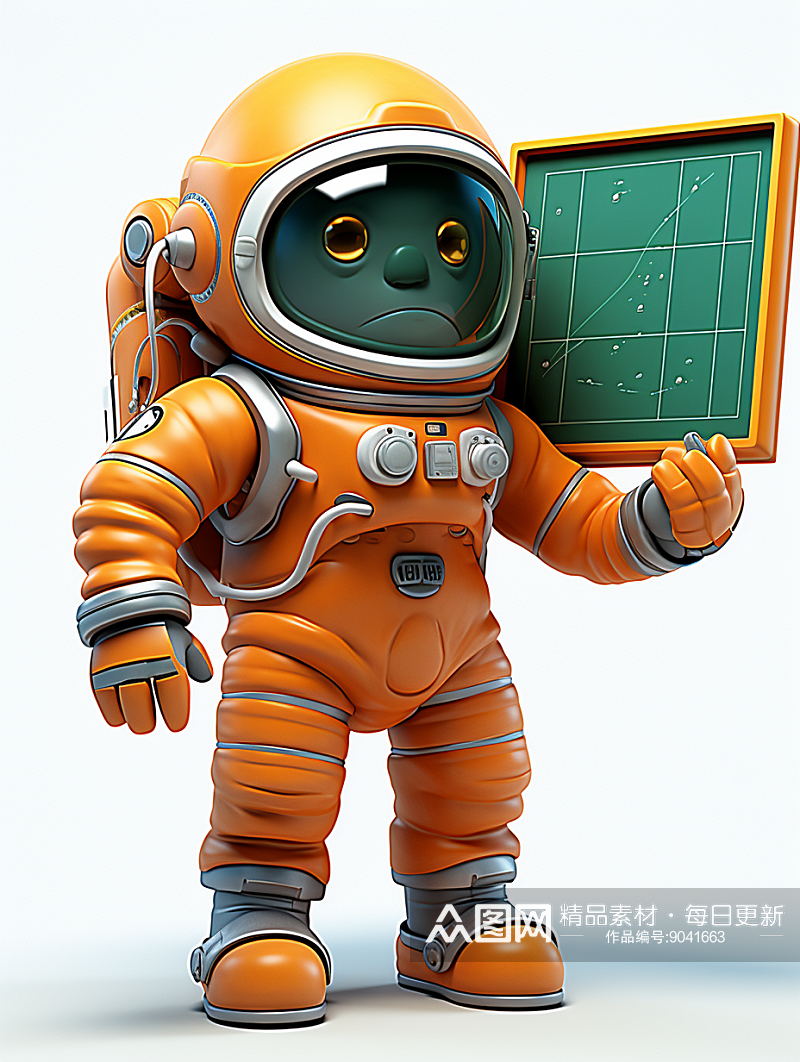 3D卡通立体宇航员背景素材