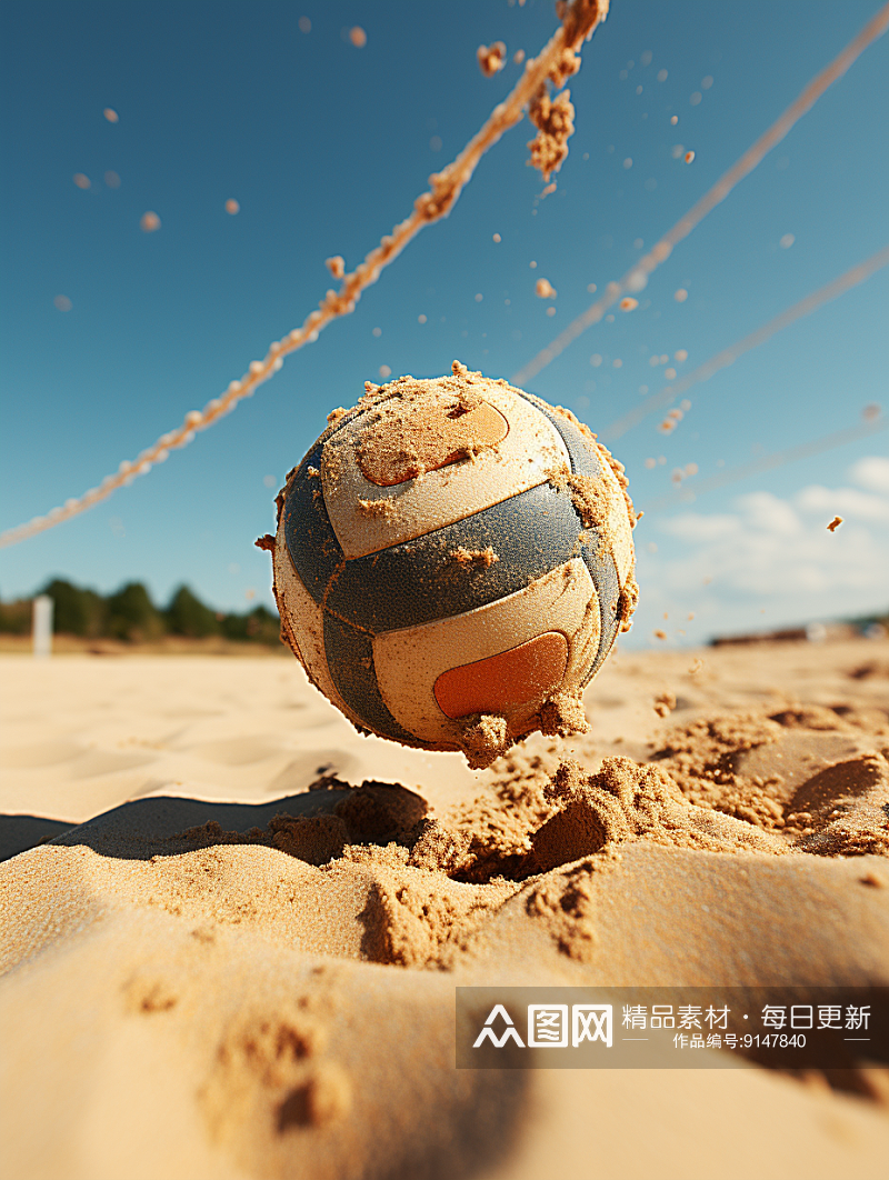 夏季唯美沙滩排球背景素材