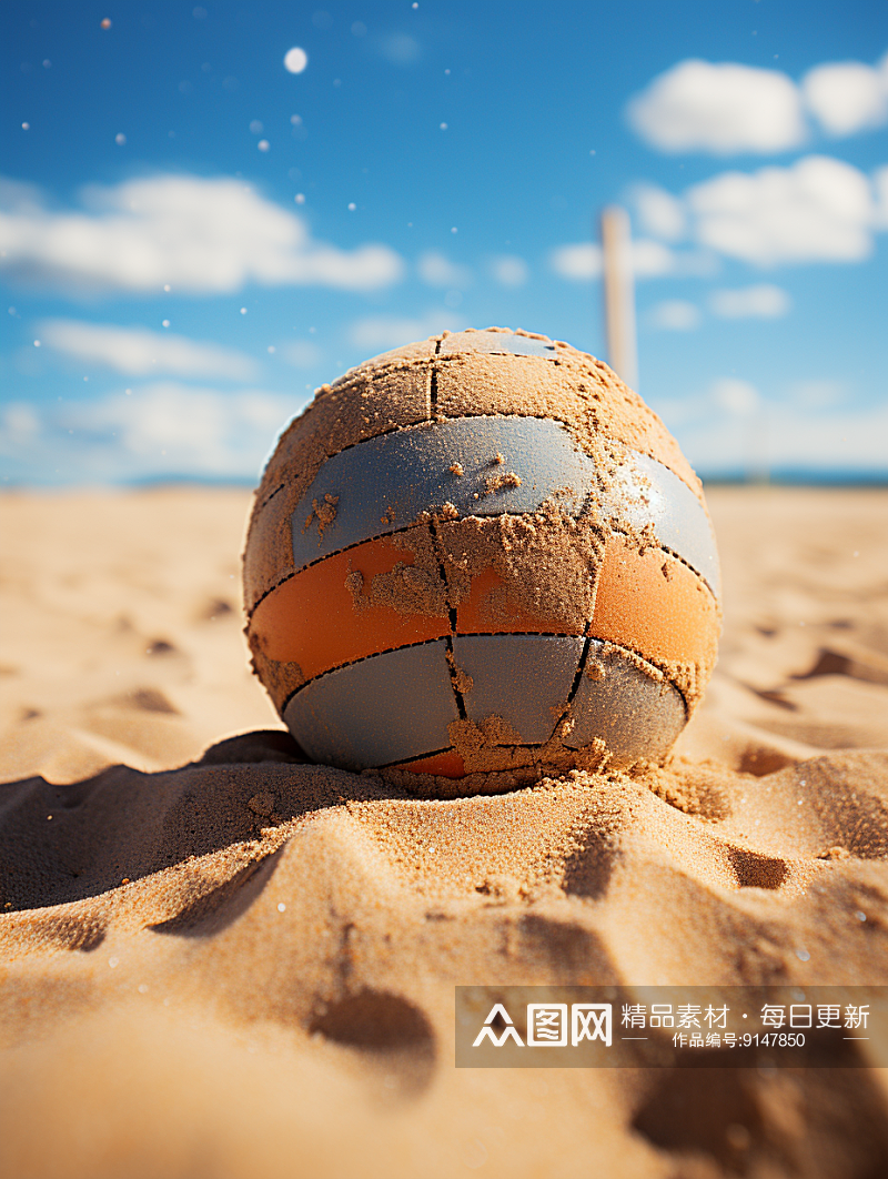 夏季唯美沙滩排球背景素材