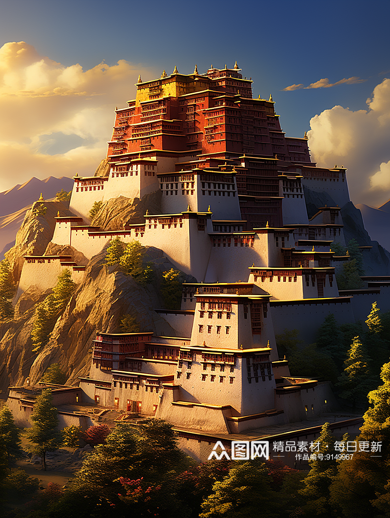 创意漂亮的西藏建筑群素材
