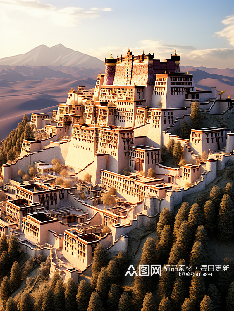 创意漂亮的西藏建筑群素材