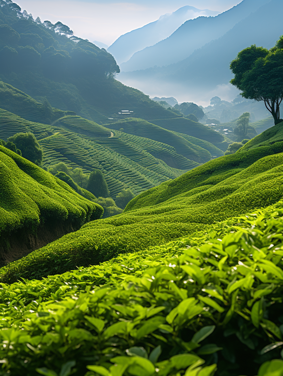 高清茶山采茶背景素材