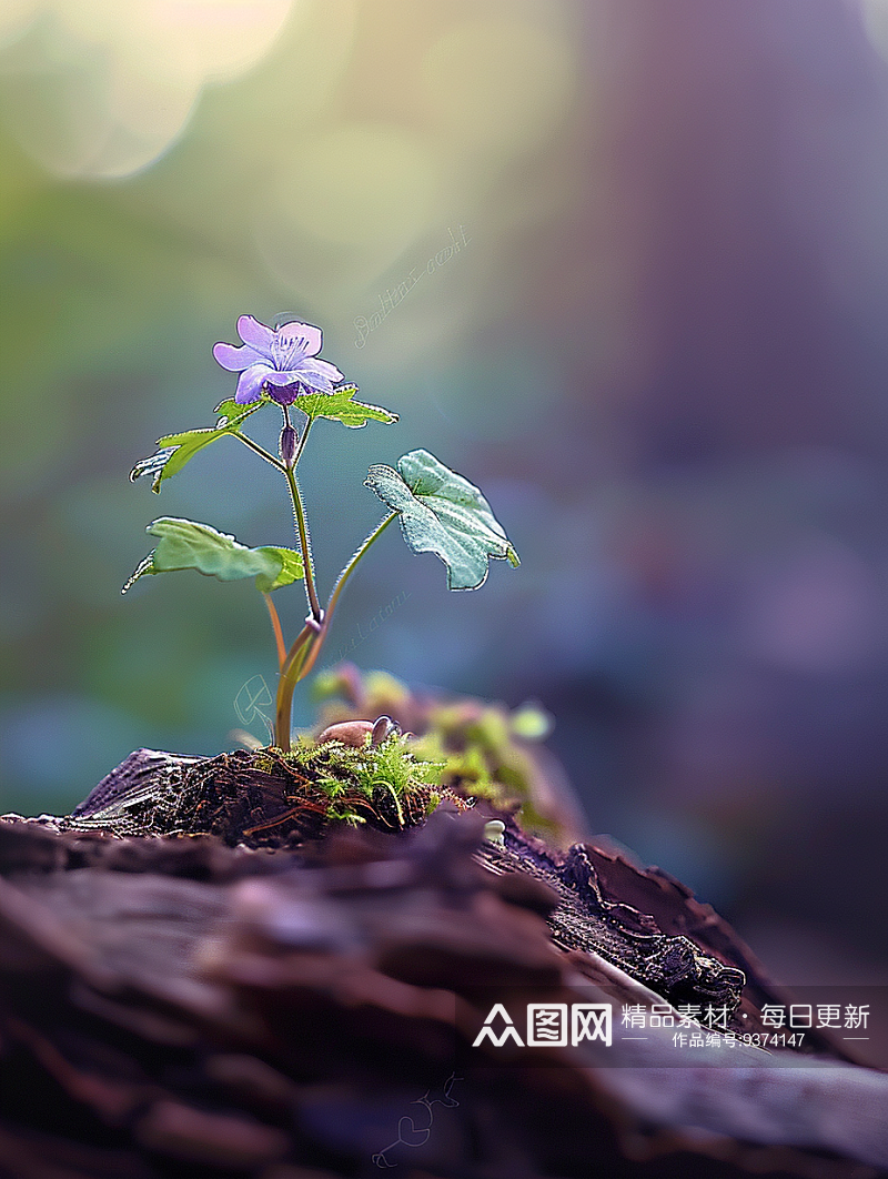 唯美树林中的小花朵素材